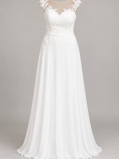 Elegantes weißes Brautkleid mit Spitze und Schleppe