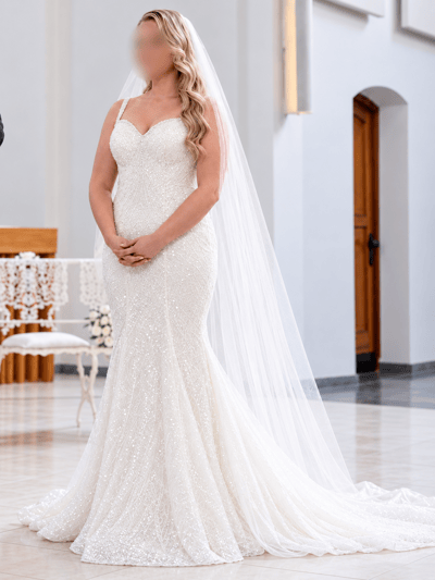 Sima Couture Designer-Brautkleid | Meerjungfrau | Full Glam | Champagnerschimmer | Gr. M-XL