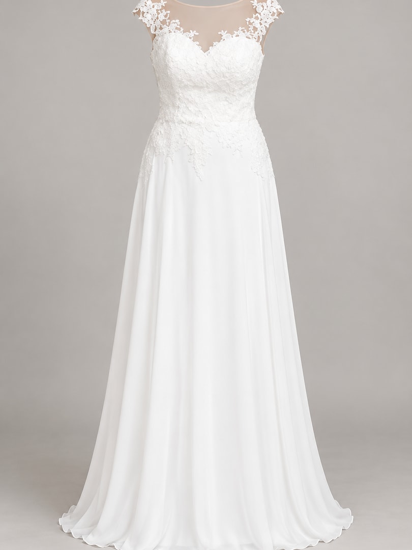 Elegantes weißes Brautkleid mit Spitze und Schleppe