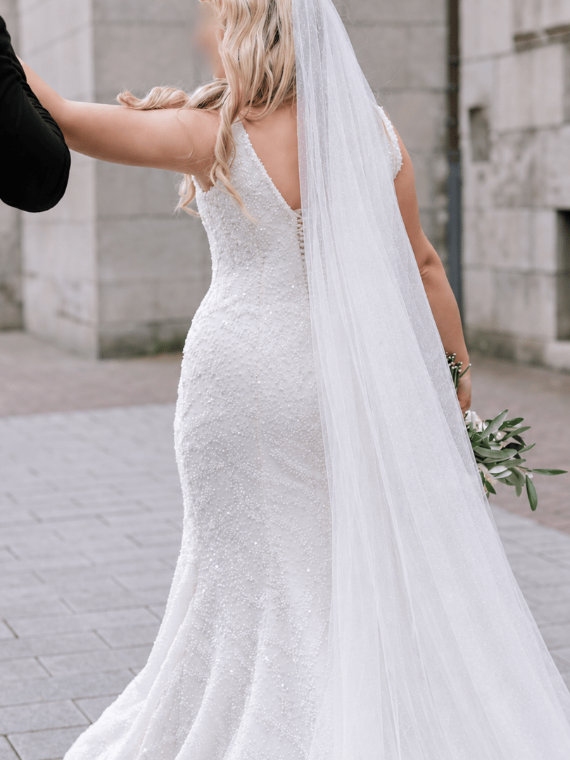 Sima Couture Designer-Brautkleid | Meerjungfrau | Full Glam | Champagnerschimmer | Gr. M-XL